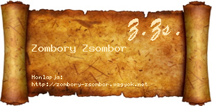 Zombory Zsombor névjegykártya